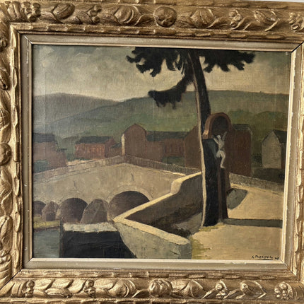 1942 Cityscape "Stone Bridge" Large Art Holland Art Shop