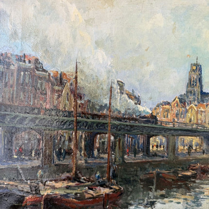 Refined Cityscape Oil Painting "City Canal" Traditional Artwork Holland Art Shop