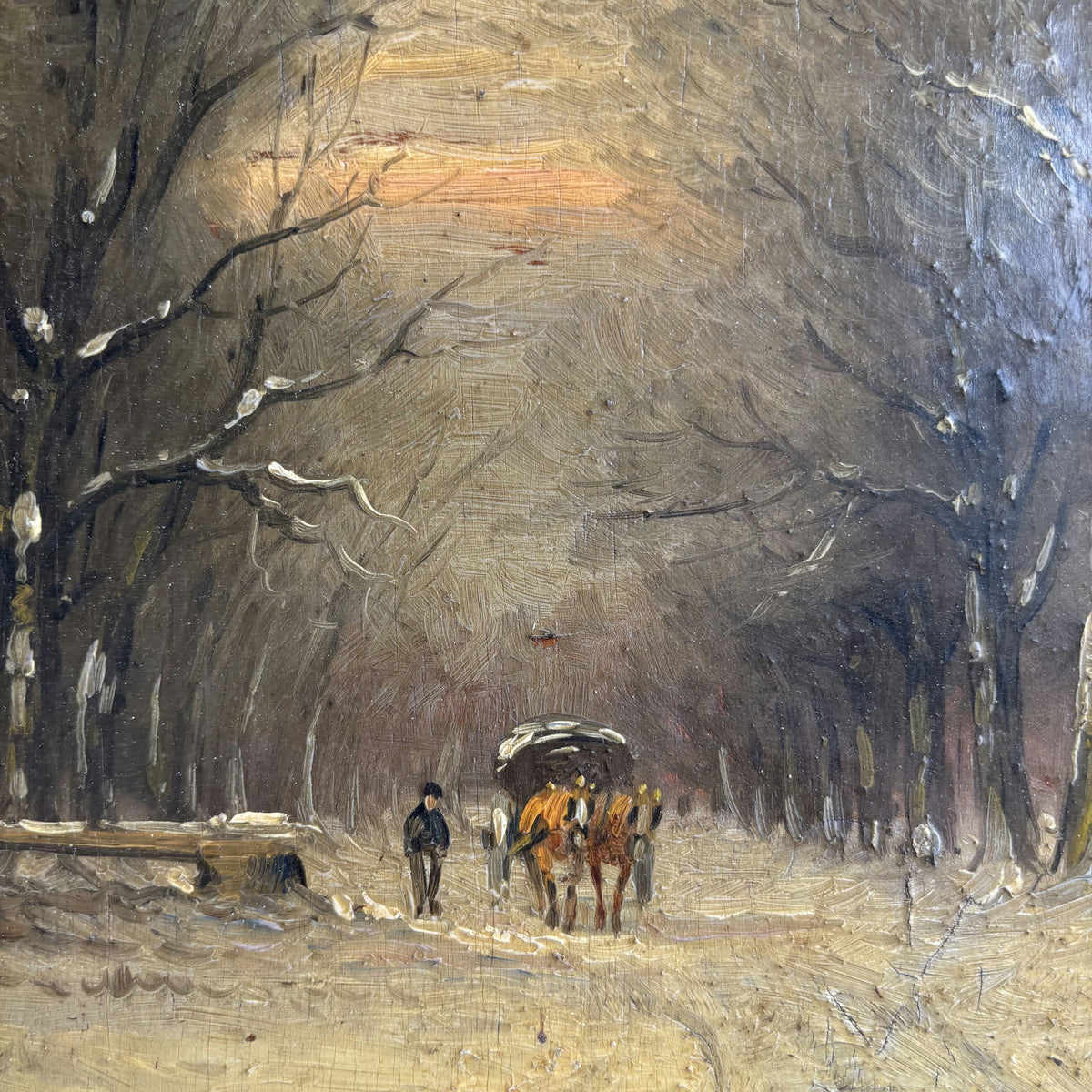 Authentic Winter Landscape Oil Painting 