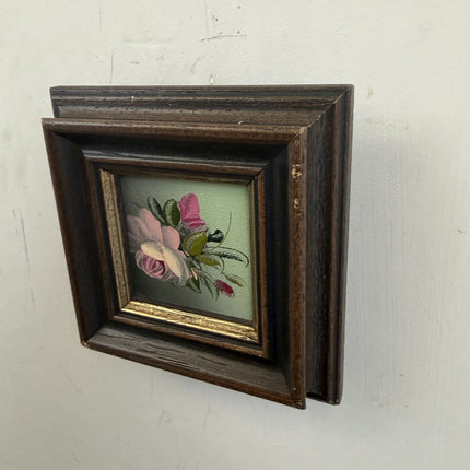 Traditional Floral Still Life Oil Painting "Framed Rose" Authentic Small Art Holland Art Shop