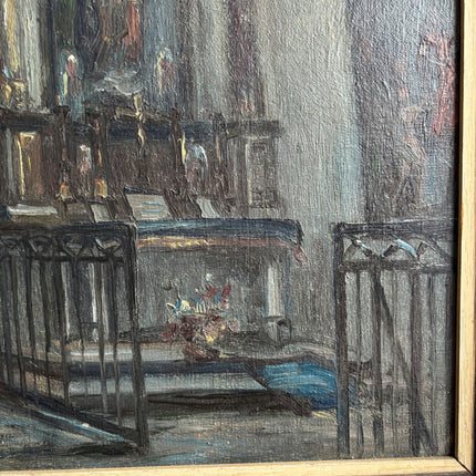 Vintage Church Interior Oil Painting "Church Altar" Expressive Artwork Holland Art Shop