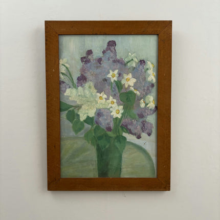 Handcrafted Flowery Still Life Oil Painting "Vase Flowers" Vintage Artwork Holland Art Shop