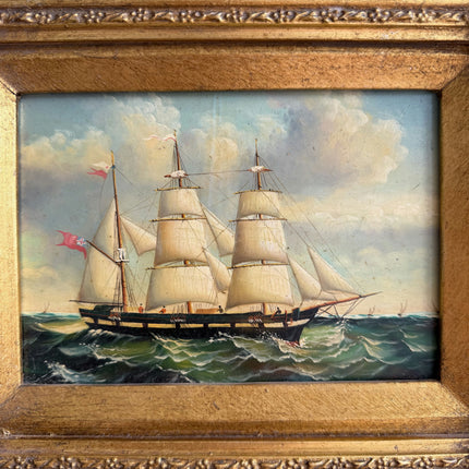 Authentic Seascape Oil Painting "Gilded Frame" Handcrafted Small Art Holland Art Shop