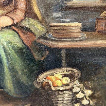 Refined Interior Oil Painting "Cooking Woman" Authentic Artwork Holland Art Shop