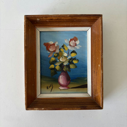 Elegant Floral Still Life Oil Painting "Pink Vase" Classic Small Artwork Holland Art Shop