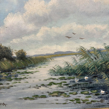 Vintage Still Life Oil Painting "Marsh River" Refined Artwork Holland Art Shop