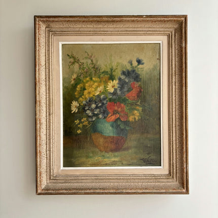 19th Century Antique Floral Still Life Oil Painting "Flower Vase" Artwork Holland Art Shop
