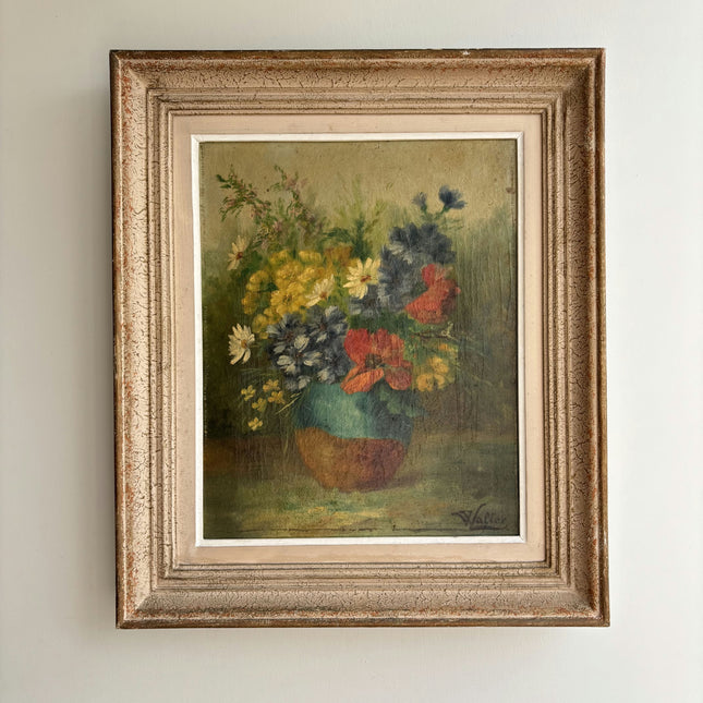 19th Century Antique Floral Still Life Oil Painting "Flower Vase" Artwork Holland Art Shop