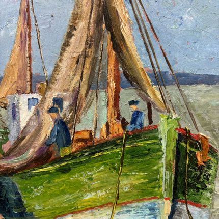 Classic Seascape Oil Painting "Fishing Boat" Timeless Small Art Holland Art Shop