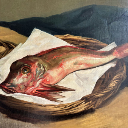 Detailed Still Life Oil Painting "Red Fish" Timeless Belgique Artwork Holland Art Shop