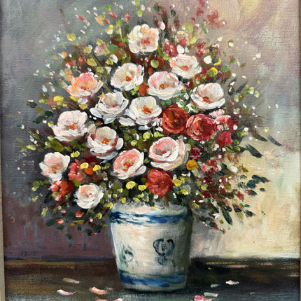 Refined Floral Still Life Oil Painting "Flower Vase" Expressive Small Artwork Holland Art Shop