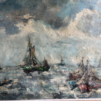 Elegant Seascape Oil Painting "Sailing Boat" Handcrafted Large Art Holland Art Shop