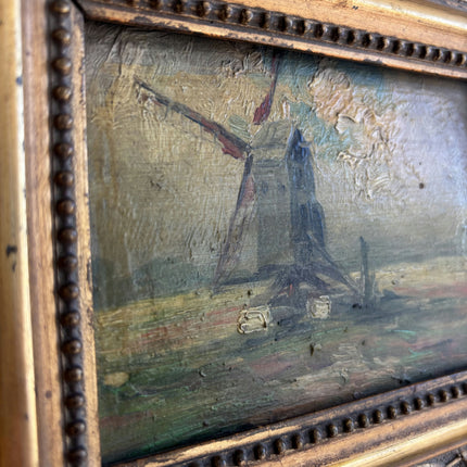 Antique Landscape Oil Painting "Gilded Frame" Handcrafted Small Artwork Holland Art Shop