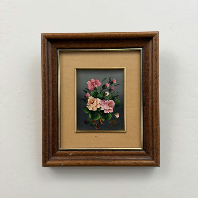 Original Flowery Still Life Oil Painting "Pink Bouquet" Detailed Small Art Holland Art Shop