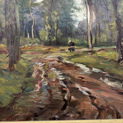 19th Century Antique Landscape Oil Painting "Forest Path" Art Holland Art Shop