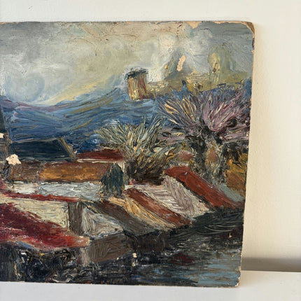 Handcrafted Cityscape Oil Painting "Windblown Tree" Refined Small Art Holland Art Shop