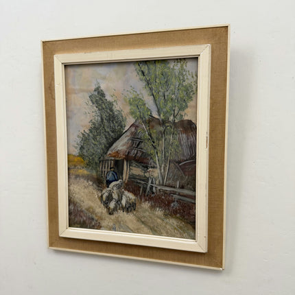 Vintage Farm Aquarel "Thatched Hut" Elegant Small Art Holland Art Shop