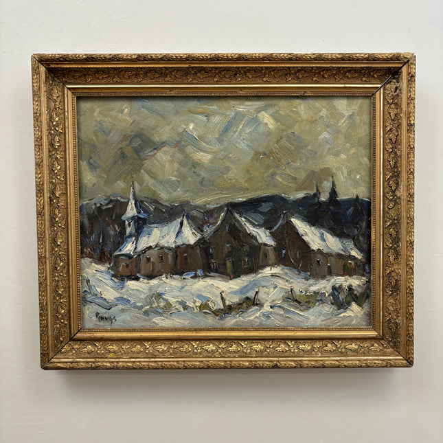 Handcrafted Winter Landscape Oil Painting "Snowy Village" Russian Artwork Holland Art Shop