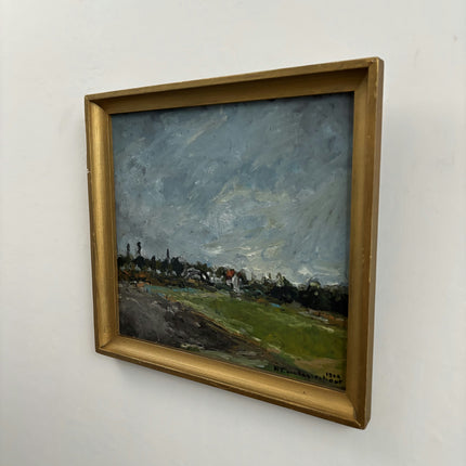 Authentic Landscape Oil Painting "White Cottage" Rustic Small Art Holland Art Shop