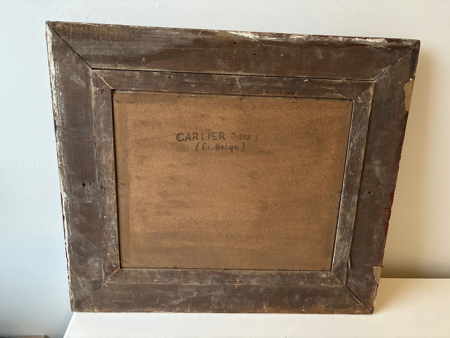 Vintage “Quiet Stream” Original Oil Painting by Carlier Jules Belgian Landscape