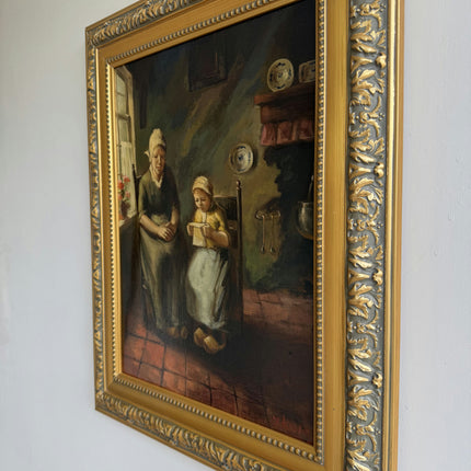 Original Interior Oil Painting "Seated Mother" Expressive Artwork Holland Art Shop