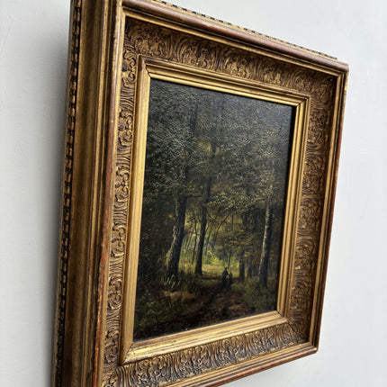 1881 Antique Landscape Oil Painting "Gilded Frame" Small Artwork Holland Art Shop
