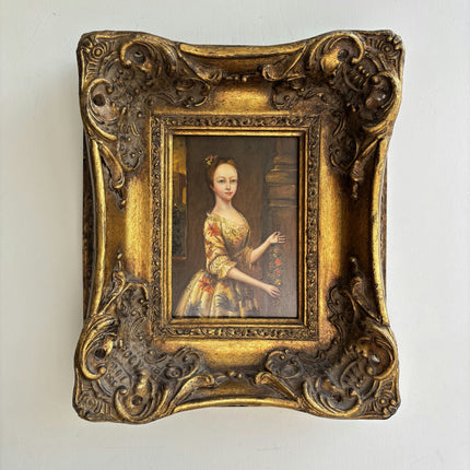 19th Century Antique Portrait Oil Painting "Young Woman" Small Art Holland Art Shop