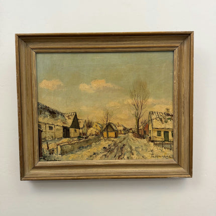 1905 Antique Winter Landscape Oil Painting "Folded Paper" Art Holland Art Shop