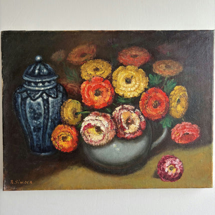 Authentic Still Life Oil Painting "Flower Bouquet" Expressive Small Artwork Holland Art Shop