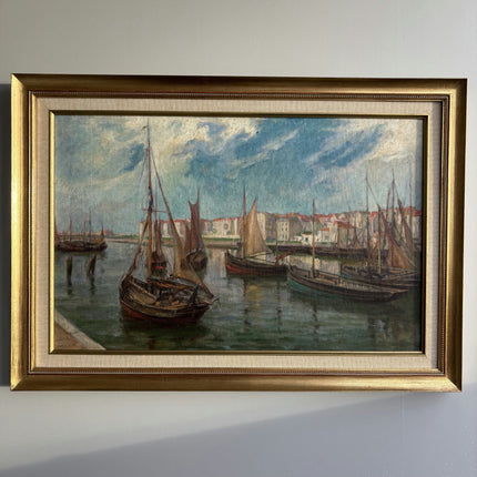 Rustic Harbor Scene Oil Painting "Sailing Boats" Original Large Art Holland Art Shop