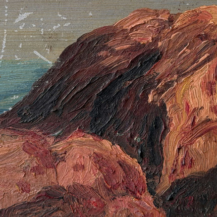 Rustic Landscape Oil Painting "Coastal Rocks" Detailed Small Artwork Holland Art Shop