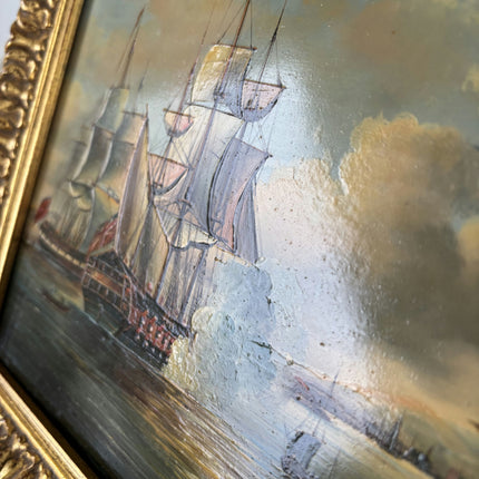 Refined Oil Painting Seascape "Sailing Ships" Striking Small Art