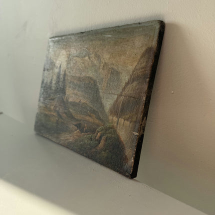 19th Century Oil Painting Landscape "Mountain Cabin" Small Artwork Holland Art Shop