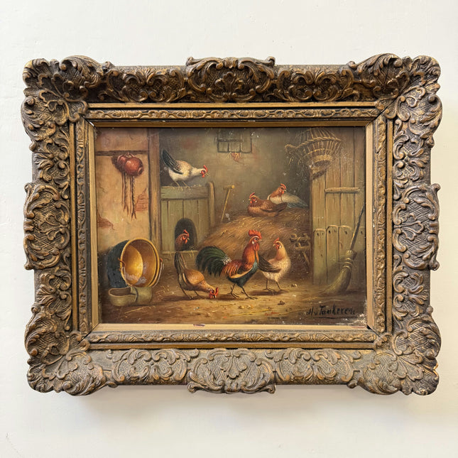 Timeless Animals Oil Painting "Wooden Panel" Vintage Small Artwork Holland Art Shop