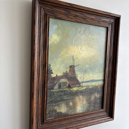 Expressive Landscape Oil Painting "Thatched Windmill" Original Art Holland Art Shop
