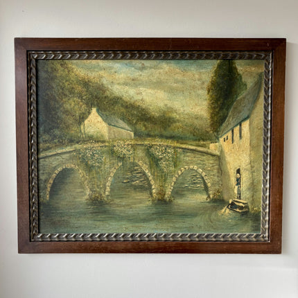Original Oil Painting Landscape "Stone Bridge" Striking Large Artwork Holland Art Shop