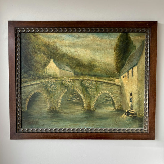 Original Oil Painting Landscape "Stone Bridge" Striking Large Artwork Holland Art Shop