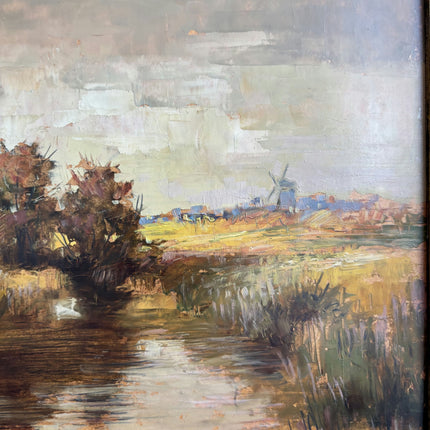 Vintage Landscape Oil Painting "Gilded Frame" Rustic Artwork Holland Art Shop
