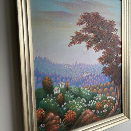Elegant Landscape Oil Painting "Red Tree" Vintage Art Holland Art Shop