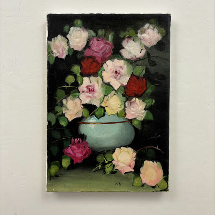 Authentic Floral Still Life Oil Painting "Blue Vase" Classic Small Art Holland Art Shop