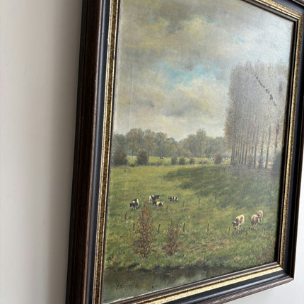 Detailed Landscape Oil Painting "Grazing Cows" Expressive Dutch Artwork Holland Art Shop