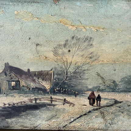 Timeless Winter Landscape Oil Painting "Snowy Cottage" Expressive Small Art Holland Art Shop