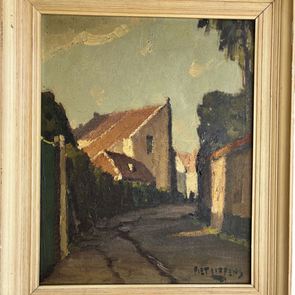 Piet Lippens Traditional Cityscape Oil Painting "Village House" Rustic Artwork Holland Art Shop