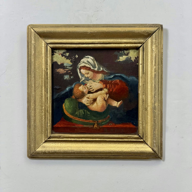 Elegant Religious  Oil Painting "Mother And Child" Traditional Small Artwork Holland Art Shop