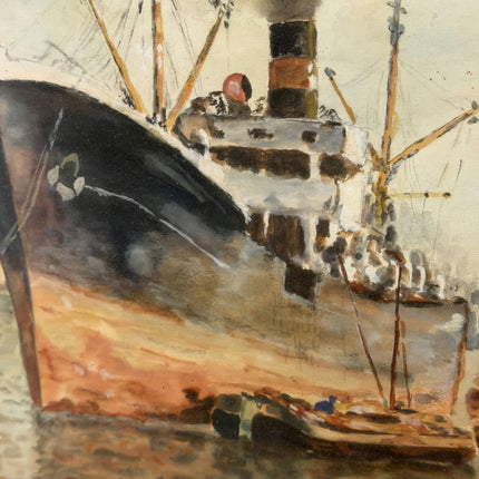 Rustic Harbor Scene Oil Painting "Docked Ship" Elegant Artwork Holland Art Shop