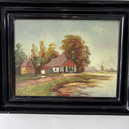 Timeless Farm Oil Painting "Red Roofhouse" Traditional Small Artwork Holland Art Shop