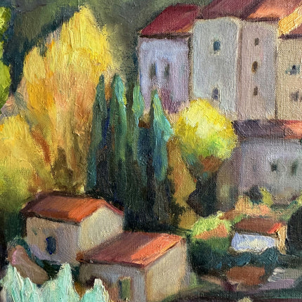 Timeless Landscape Oil Painting "Hillside Village" Rustic Artwork Holland Art Shop