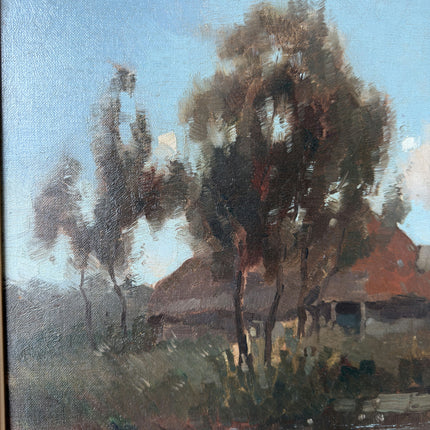 Vintage Oil Painting Landscape "River Fisherman" Original Haagse School Art Holland Art Shop