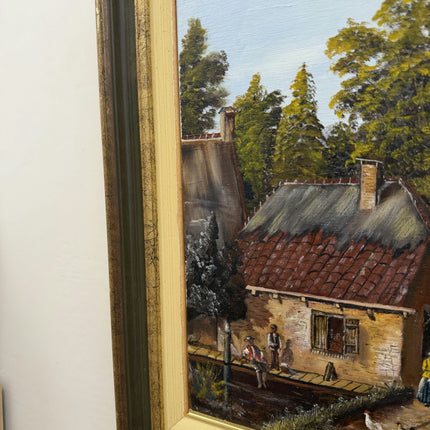 Handcrafted Harbor Scene Oil Painting "Riverside Cottage" Classic Artwork Holland Art Shop