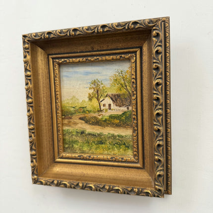 Original Landscape Oil Painting "Gilded Frame" Detailed Small Artwork Holland Art Shop